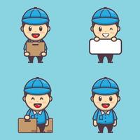 cute courier cartoon mascot character illustration vector