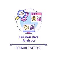 Business data analytics concept icon. Information research. Major digital skills abstract idea thin line illustration. Isolated outline drawing. Editable stroke. Arial, Myriad Pro-Bold fonts used vector