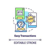 Easy transactions concept icon. Cryptocurrency pros abstract idea thin line illustration. Centralized exchanges. Isolated outline drawing. Editable stroke. Arial, Myriad Pro-Bold fonts used vector