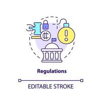 Regulations concept icon. Crypto-currency weak point abstract idea thin line illustration. State legislation. Isolated outline drawing. Editable stroke. Arial, Myriad Pro-Bold fonts used vector