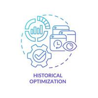 Historical optimization blue gradient concept icon. Advertising innovation. SEO marketing trend abstract idea thin line illustration. Isolated outline drawing. Myriad Pro-Bold font used vector