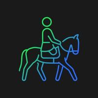 Equestrian gradient vector icon for dark theme. Horseback riding. Horse racing competition. Athletes with disability. Thin line color symbol. Modern style pictogram. Vector isolated outline drawing