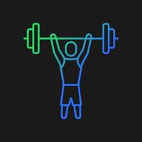 Athlete of short stature gradient vector icon for dark theme. Weightlifting competition. Sportsmen with disability. Thin line color symbol. Modern style pictogram. Vector isolated outline drawing