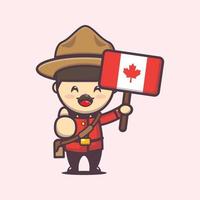 canada day illustration with cute cartoon character vector