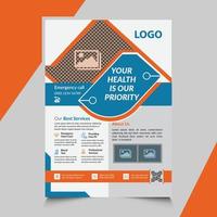 Health care flyer template design in free vector