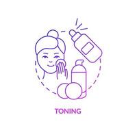 Toning purple gradient concept icon. Everyday procedure. Skincare routine step abstract idea thin line illustration. Isolated outline drawing. Roboto-Medium, Myriad Pro-Bold fonts used vector