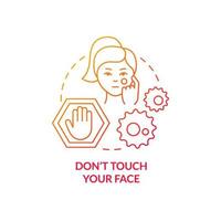 Dont touch your face red gradient concept icon. Avoid bacteria spreading. Skincare routine abstract idea thin line illustration. Isolated outline drawing. Roboto-Medium, Myriad Pro-Bold fonts used vector