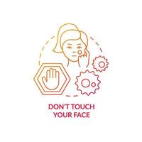 Dont touch your face red gradient concept icon. Avoid bacteria spreading. Skincare routine abstract idea thin line illustration. Isolated outline drawing. Roboto-Medium, Myriad Pro-Bold fonts used vector