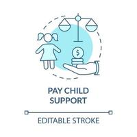 Pay child support turquoise concept icon. Parents responsibility. Divorce abstract idea thin line illustration. Isolated outline drawing. Editable stroke. Roboto-Medium, Myriad Pro-Bold fonts used vector