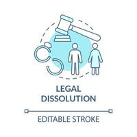 Legal dissolution turquoise concept icon. Partners separation process abstract idea thin line illustration. Isolated outline drawing. Editable stroke. Roboto-Medium, Myriad Pro-Bold fonts used vector