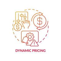 Dynamic pricing red gradient concept icon. Marketing strategy abstract idea thin line illustration. Algorithmic price optimization. Isolated outline drawing. Roboto-Medium, Myriad Pro-Bold fonts used vector