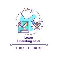 Lower operating costs concept icon. Industrial automation advantages abstract idea thin line illustration. Isolated outline drawing. Editable stroke. Roboto-Medium, Myriad Pro-Bold fonts used vector