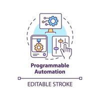 Programmable automation concept icon. Producing product in batches abstract idea thin line illustration. Isolated outline drawing. Editable stroke. Roboto-Medium, Myriad Pro-Bold fonts used vector