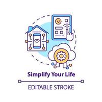Simplify your life concept icon. Hightech. Automation advantages abstract idea thin line illustration. Isolated outline drawing. Editable stroke. Roboto-Medium, Myriad Pro-Bold fonts used vector