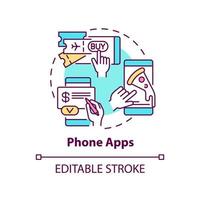 Phone apps concept icon. Home control with mobile phone. Daily automation abstract idea thin line illustration. Isolated outline drawing. Editable stroke. Roboto-Medium, Myriad Pro-Bold fonts used vector