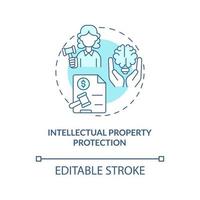 Intellectual property protection turquoise concept icon. Safety assurance abstract idea thin line illustration. Isolated outline drawing. Editable stroke. Roboto-Medium, Myriad Pro-Bold fonts used vector