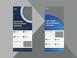 software development service roll up banner template. software agency poster leaflet design. cover, roll up banner, poster, print-ready vector