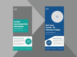 covid-19 vaccination program roll up banner design template. coronavirus vaccination poster leaflet design. cover, roll up banner, poster, print-ready vector