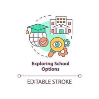 Exploring school options concept icon. Things to consider when moving abstract idea thin line illustration. Education opportunities for kids. Vector isolated outline color drawing. Editable stroke