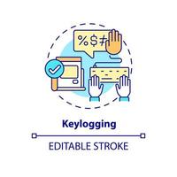 Keylogging concept icon. Keystroke logging. Admin access to work software. Employee monitoring abstract idea thin line illustration. Vector isolated outline color drawing. Editable stroke