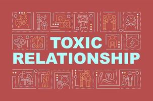 Abusive relationship word concepts banner. Forgiveness and trust lack. Infographics with linear icons on red background. Isolated creative typography. Vector outline color illustration with text