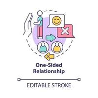One-sided relationship concept icon. Conversation and listening problems. Selfish partner. Reciprocity lack abstract idea thin line illustration. Vector isolated outline color drawing. Editable stroke