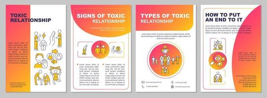 Abusive relationships brochure template. Hostile communication. Flyer, booklet, leaflet print, cover design with linear icons. Vector layouts for presentation, annual reports, advertisement pages