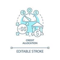 Credit allocation process concept icon. Business efficiency increasing. Credit granting abstract idea thin line illustration. Vector isolated outline color drawing. Editable stroke