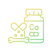 Calcium supplements gradient linear vector icon. Osteoporosis combat medication. Complementary medication for vegans. Thin line color symbol. Modern style pictogram. Vector isolated outline drawing