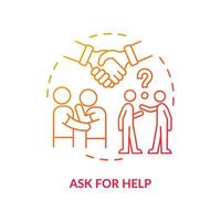 Ask for help red gradient concept icon. Happiness mindset strategy abstract idea thin line illustration. Importance of collaboration and support. Vector isolated outline color drawing