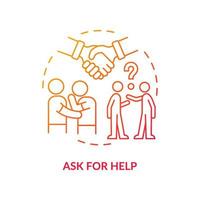 Ask for help red gradient concept icon. Happiness mindset strategy abstract idea thin line illustration. Importance of collaboration and support. Vector isolated outline color drawing