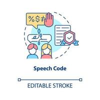 Speech code concept icon. Public communication limitation abstract idea thin line illustration. Rules about communicative conduct. Vector isolated outline color drawing. Editable stroke