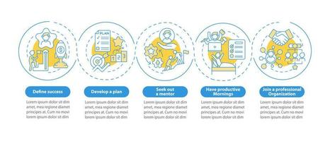 Career development vector infographic template. Professional growth presentation outline design elements. Data visualization with 5 steps. Process timeline info chart. Workflow layout with line icons