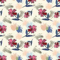 Free hand flowers with texture brush seamless pattern. This pattern can be use for fabric textile wallpaper. vector