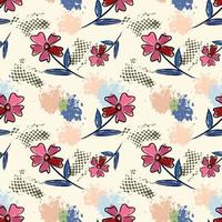 Free hand flowers with texture brush seamless pattern. This pattern can be use for fabric textile wallpaper. vector