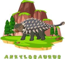 wordcard de dinosaurio para ankylosaurus vector