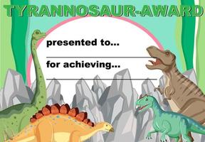 plantilla de premio con dinosaurios en segundo plano vector