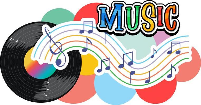 rainbow music notes clipart