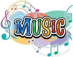 Font design for word music with music notes on white background vector