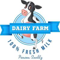 A cow with a Dairy farm label vector