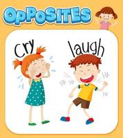 Opposite words for cry and laugh vector