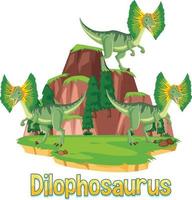 Dinosaur wordcard for dilophosaurus vector