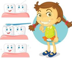 Happy kid smile white teeth with different teeth condition vector