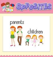 Opposite words for parents and children vector