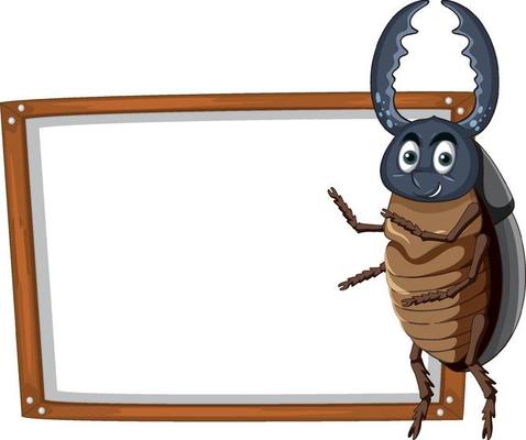 Isolated wooden banner with beetle