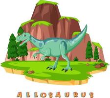 wordcard de dinosaurio para alosaurio vector