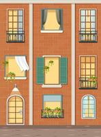 Apartment building with windows vector