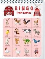 Bingo Farm animal worksheet vector