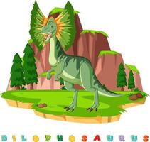 Dinosaur wordcard for dilophosaurus vector