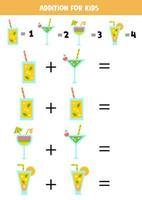 complemento para los niños con diferentes cócteles de verano. vector